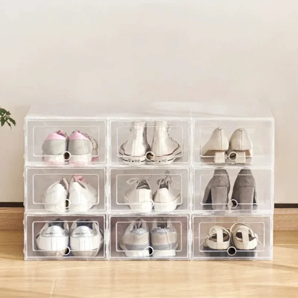 Boîte à chaussures épaisse transparente, 6 pièces, anti-poussière, étanche à l'humidité, mallette de