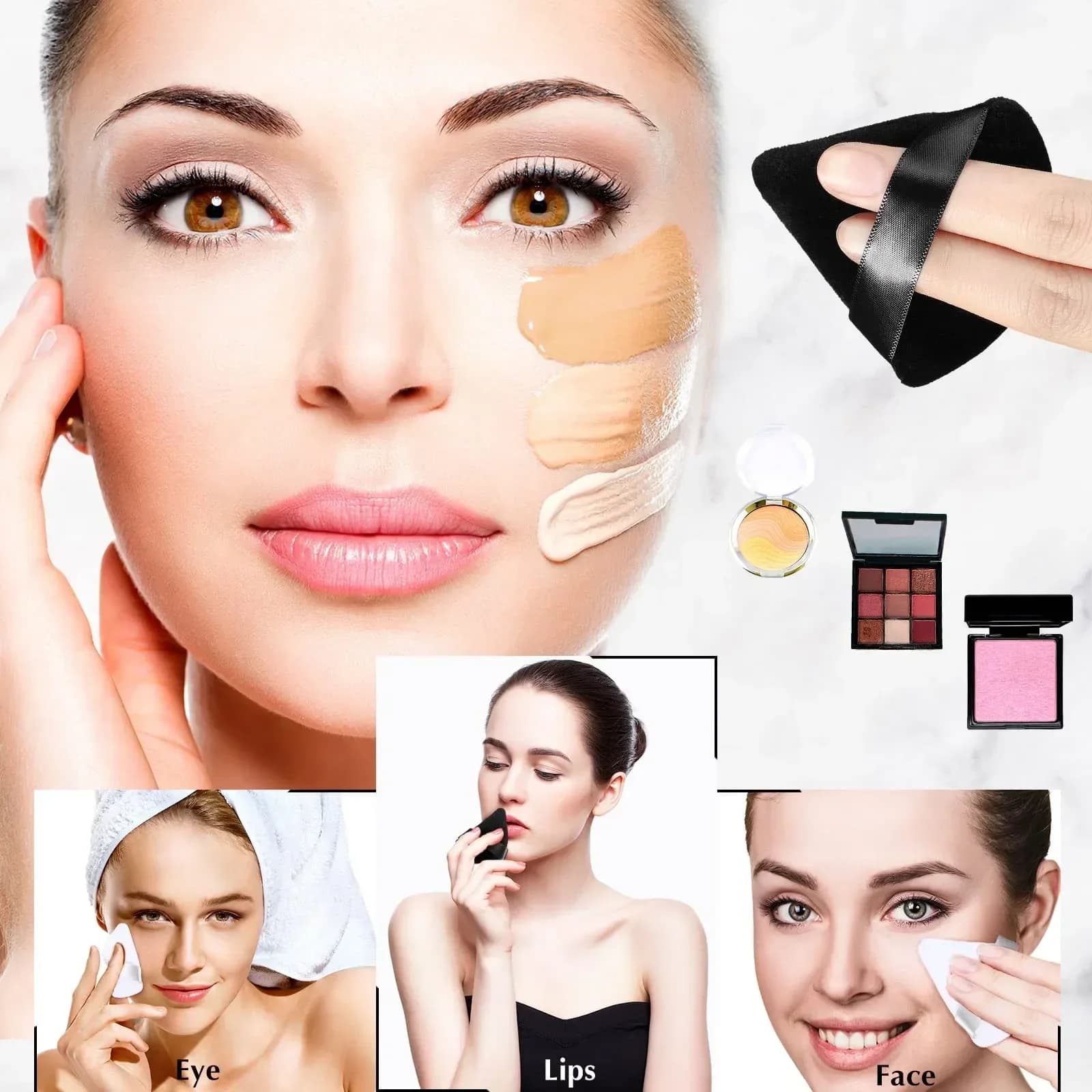10/20 pièces Triangle velours poudre bouffée Pizza farines Mini visage maquillage éponge cosmétiques