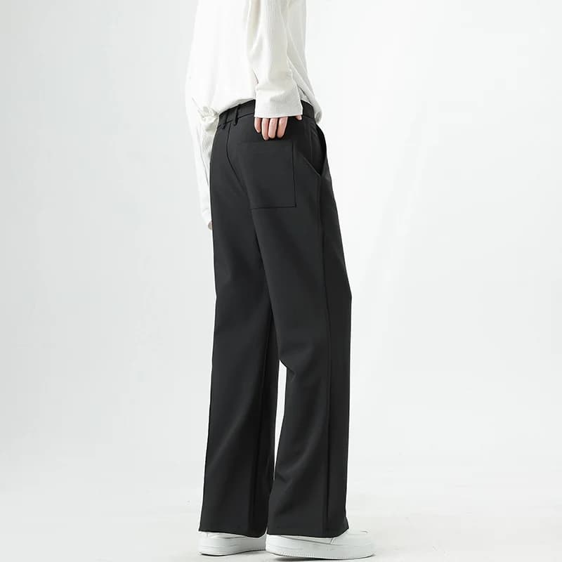 Small Flared Version Men's Casual Pants 2025 Fashion Korean Loose Elastic Drape Business Office Soli