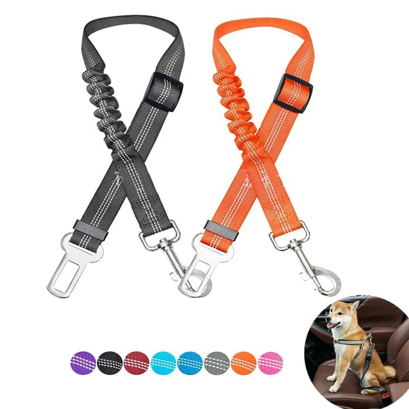 Harnais de ceinture de sécurité de voiture réglable pour chiens, coussin réfléchissant en Nylon, éla