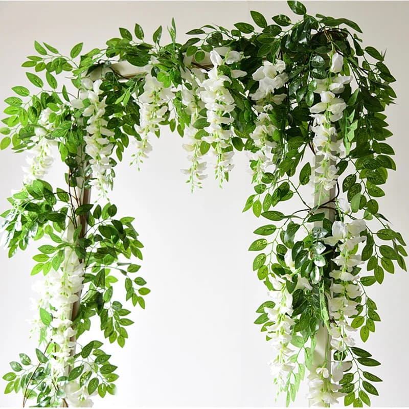 7ft 2m fleur chaîne artificielle glycine vigne guirlande plantes feuillage extérieur maison traînant