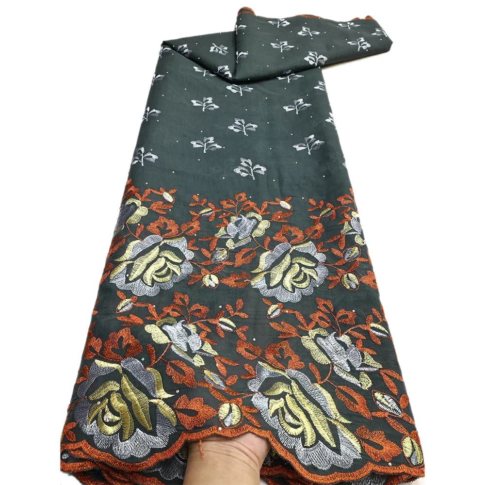 Tissu africain en dentelle de coton brodé, Voile suisse nigérian, 5Yards, couture pour robe de soiré