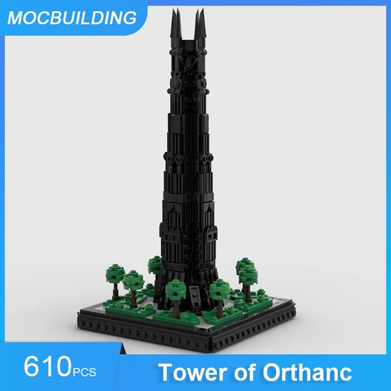 Blocs de construction MOC tour d'orthanc, Mini modèle à l'échelle, briques à assembler, Architecture