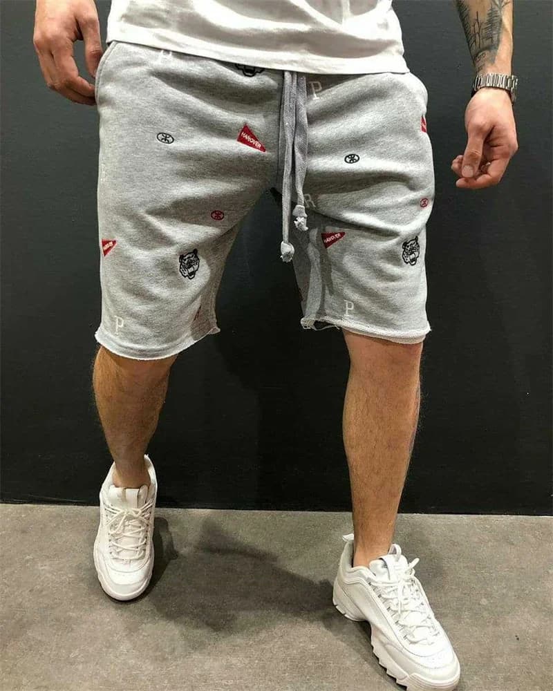 Shorts amples en coton pour hommes, style streetwear, brodés, décontractés, pour le sport et la musc
