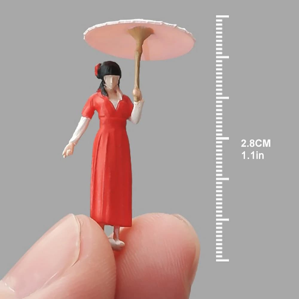 Figurine miniature Kicarmod à l'échelle 1/64, la fille tenant un parapluie, modèle miniature de voit