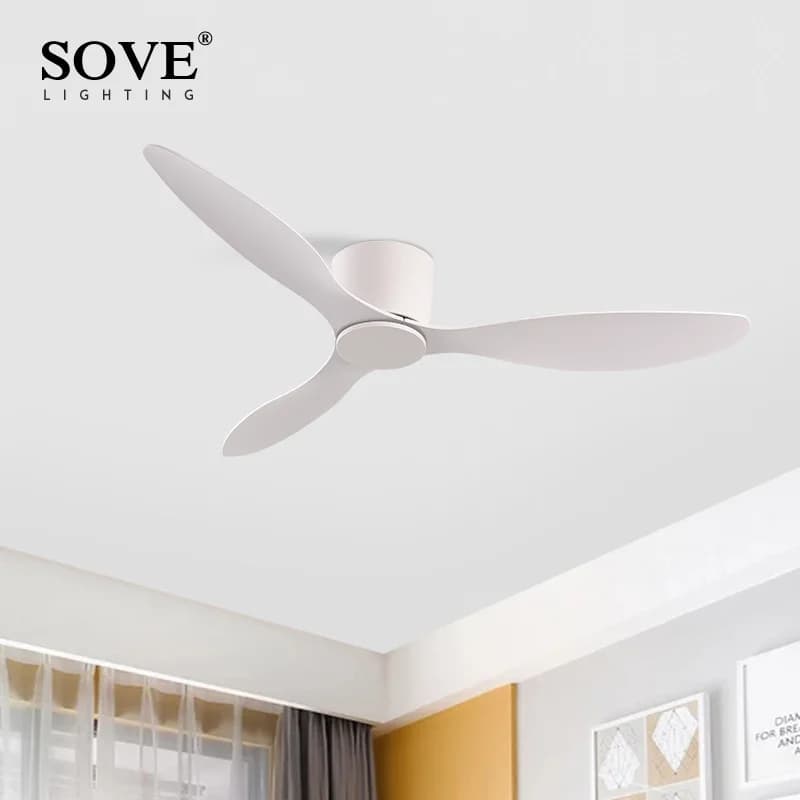 SOVE moderne noir blanc bas plancher moteur à courant continu 30W ventilateurs de plafond avec téléc