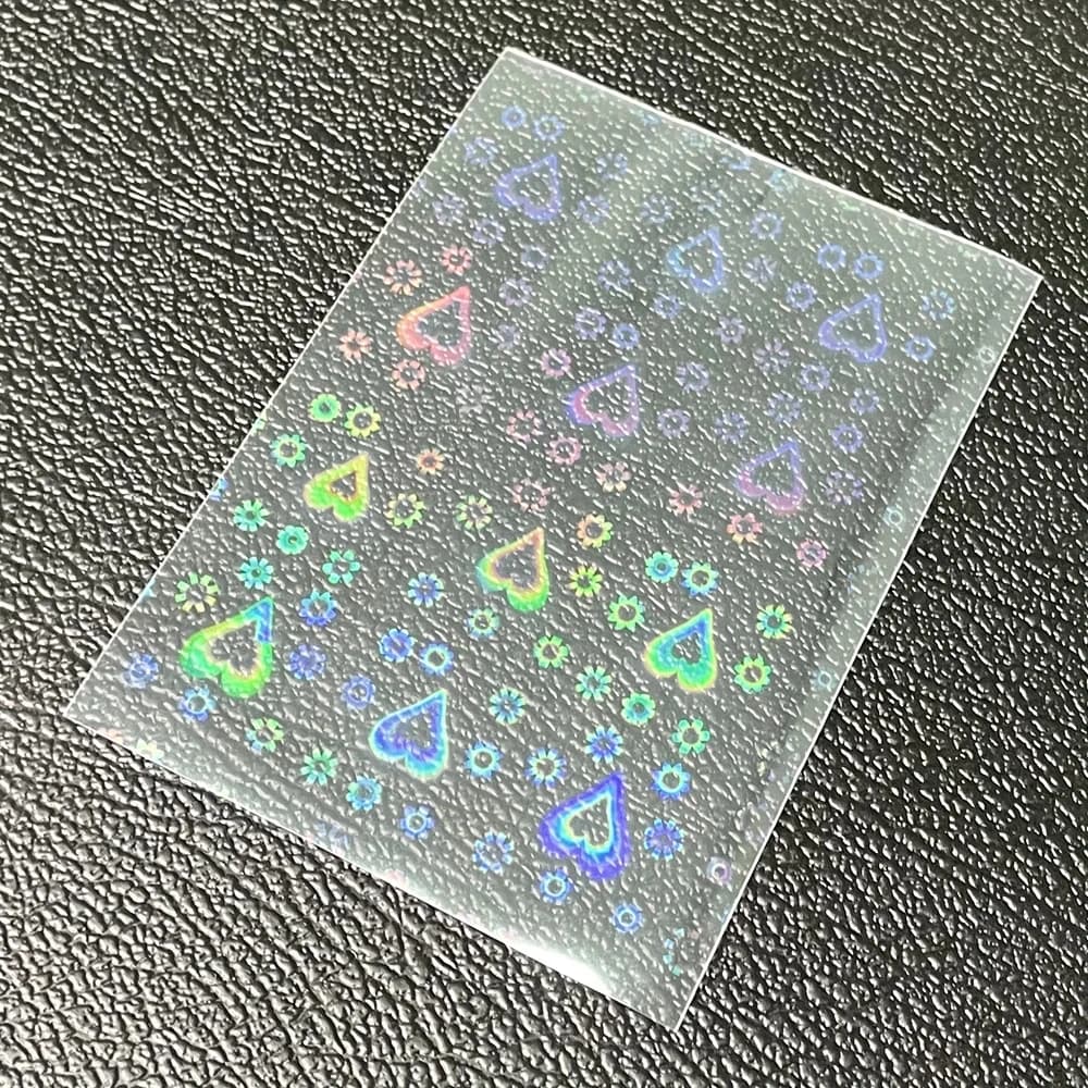 Pochettes de cartes laser en aluminium en forme de cœur, sac de rangement transparent pour jeu de ta