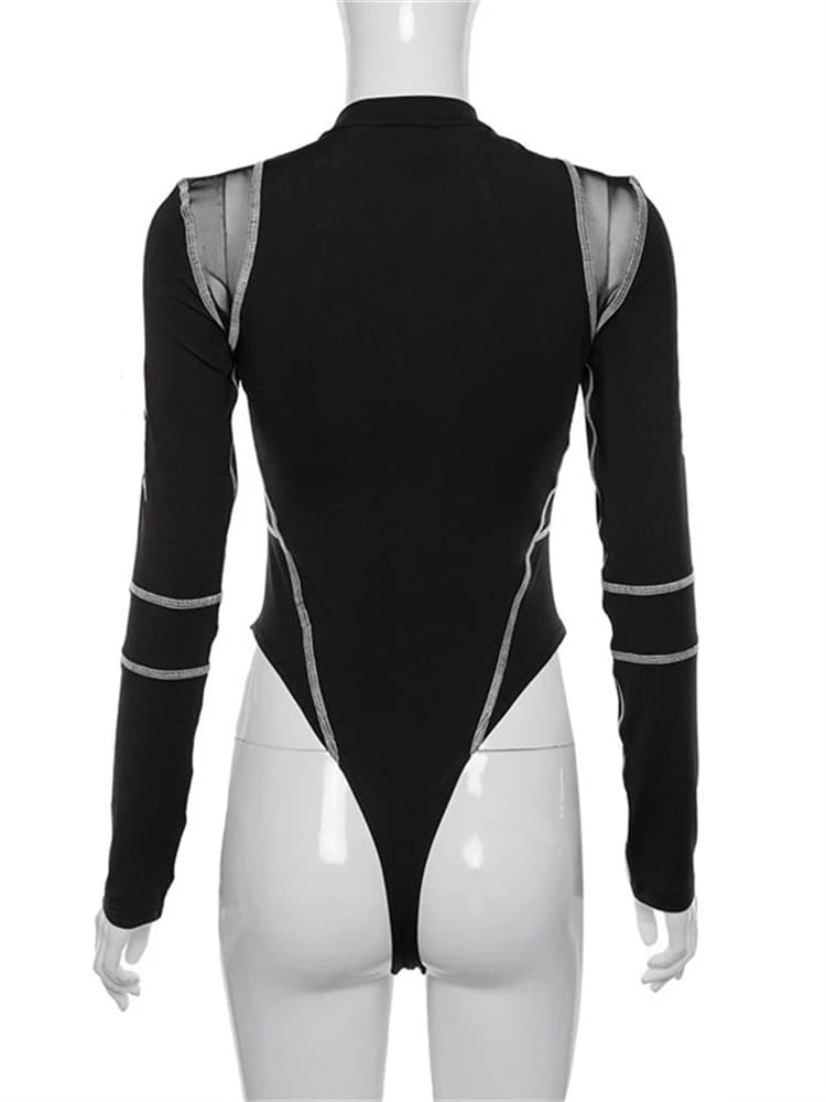 Nibber-Costume de motard à col roulé en maille pour femme, barboteuses décontractées, haut de rue, m