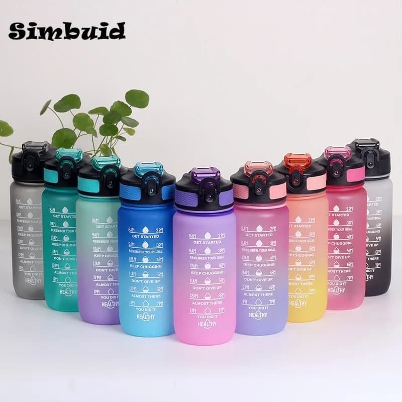 Bouteille d'eau de Sport de 600ML avec marqueur de temps, tasse anti-fuite, bouteille d'eau Portable