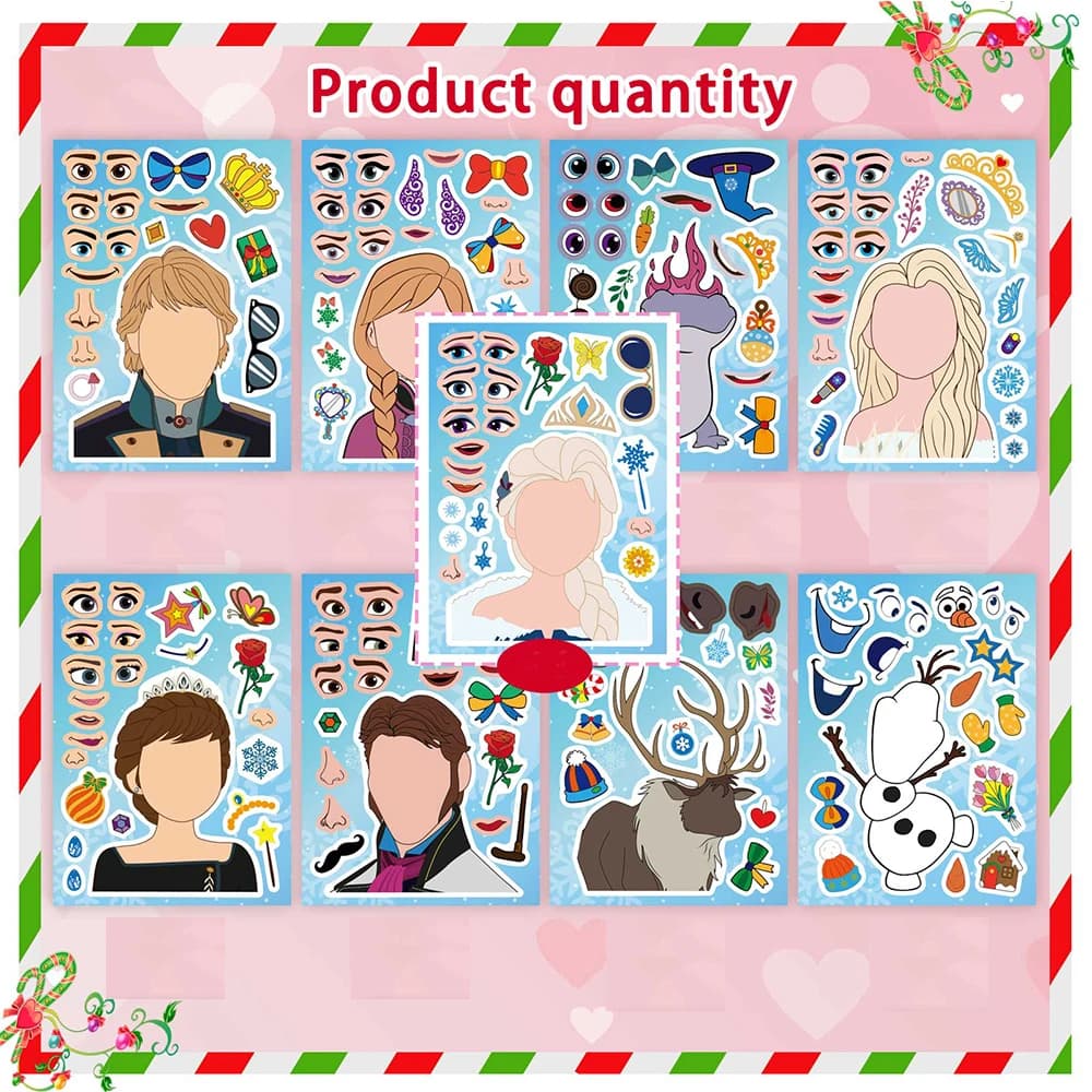 Autocollants Disney Frozen Anime Puzzle pour enfants, jeu de dessin animé, assemblage de décalcomani