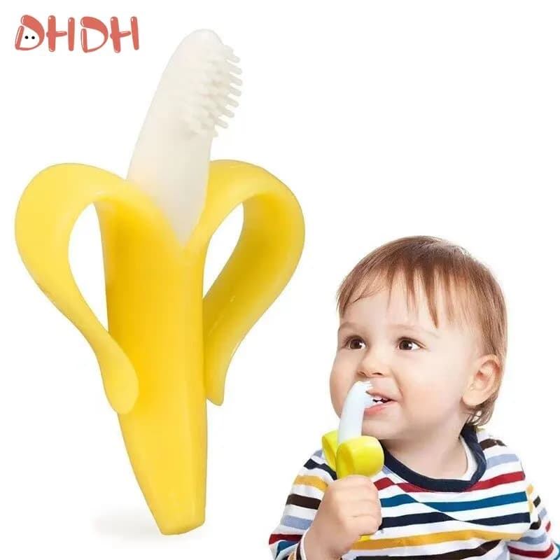 Anneau de dentition en forme de banane pour bébé, brosse à dents d'entraînement en Silicone sans BPA