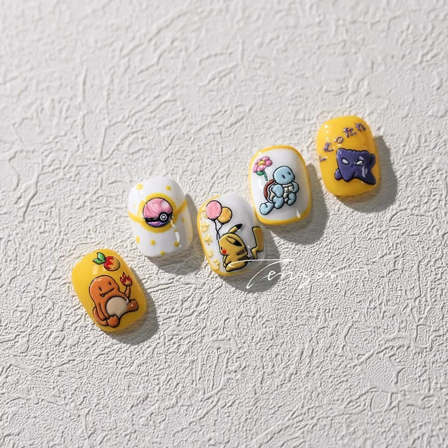 Miniso nouveau Pokémon 5D autocollants pour ongles fournitures de Nail Art mignon Pikachu écureuil a
