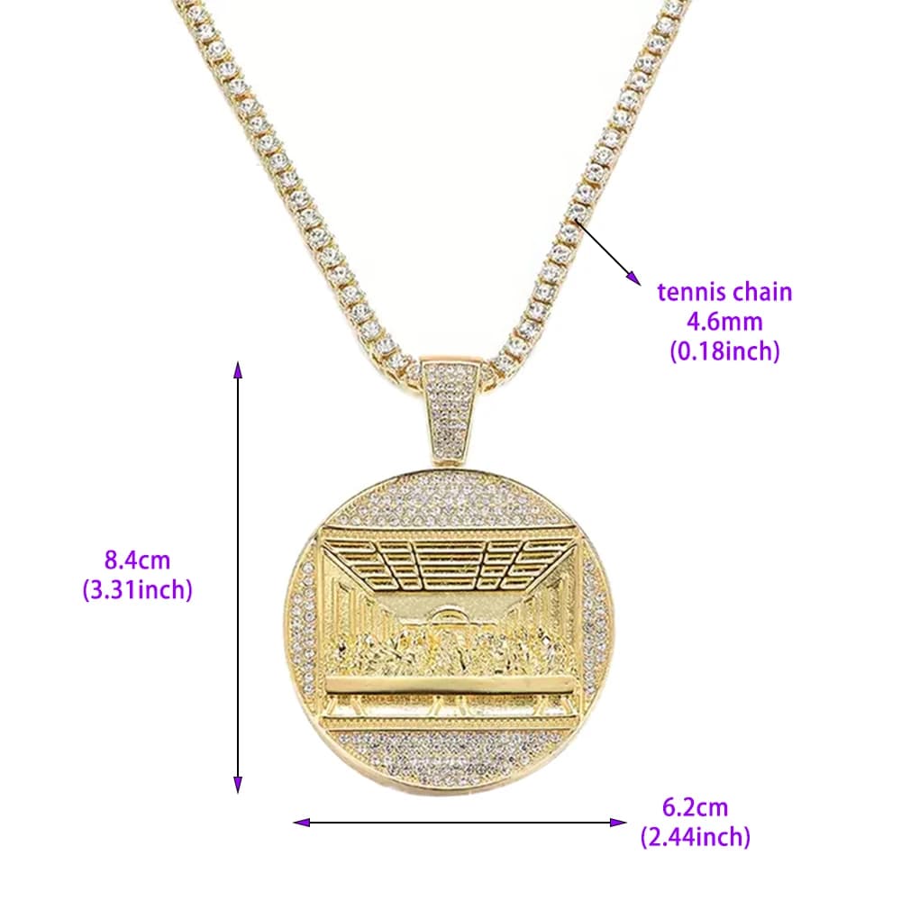 Nouveau dernier dîner pendentif chaîne cubaine collier avec 14mm chaîne glacée mode Hip Hop hommes p