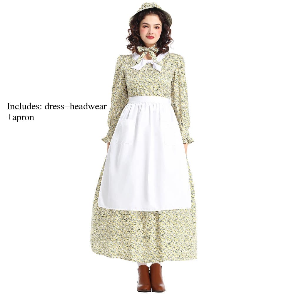 Carnaval Halloween dame maison prairie Costume victorien médiéval robe de chambre européen Village f