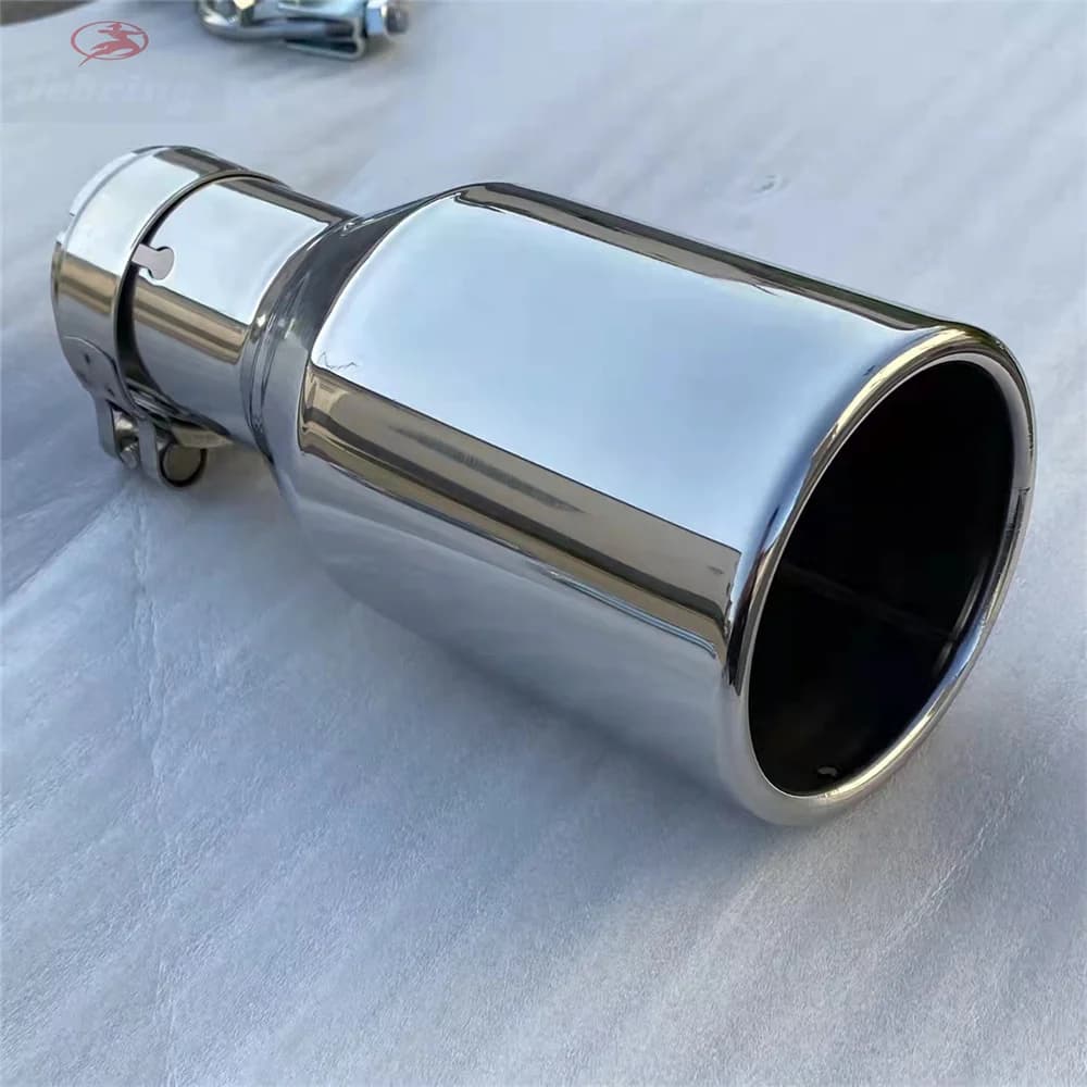 Silencieux universel simple en acier inoxydable, bord plat, gorge arrière, modification de voiture, 