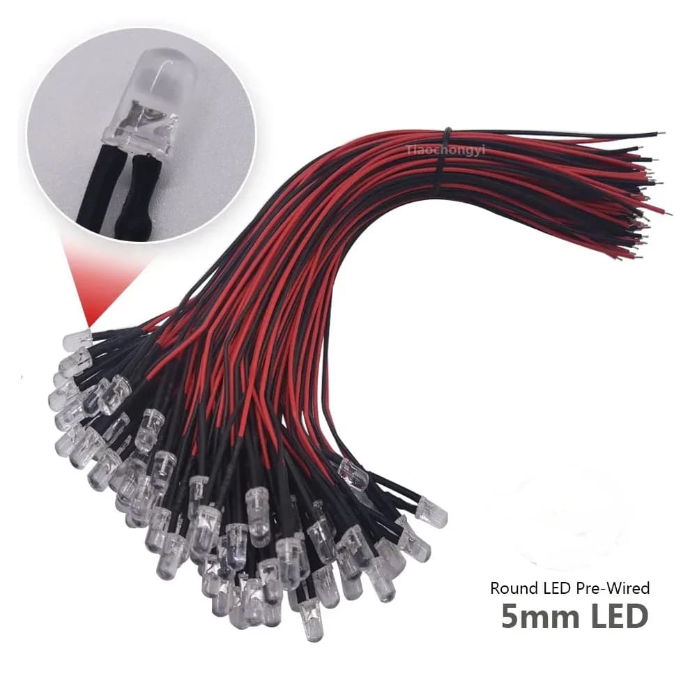 10 pièces 3mm 5mm scintillement 9V-12V DC pré-câblé eau clair bougie led rouge jaune bleu vert blanc