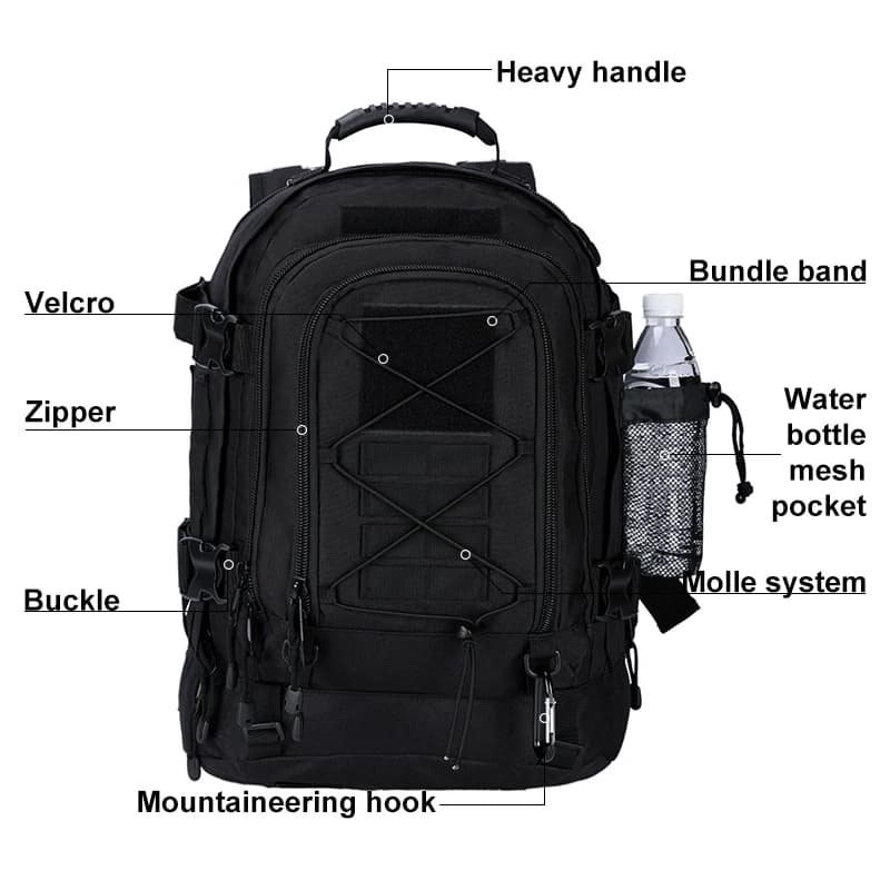 Sac à dos tactique militaire de grande capacité 40L 65L, pour l'extérieur, voyage, randonnée, Campin
