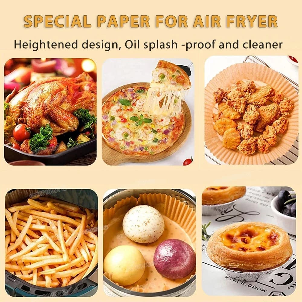 Papier antiadhésif pour friteuse à air et poulet, papiers de cuisson ronds, doublures en papier, acc
