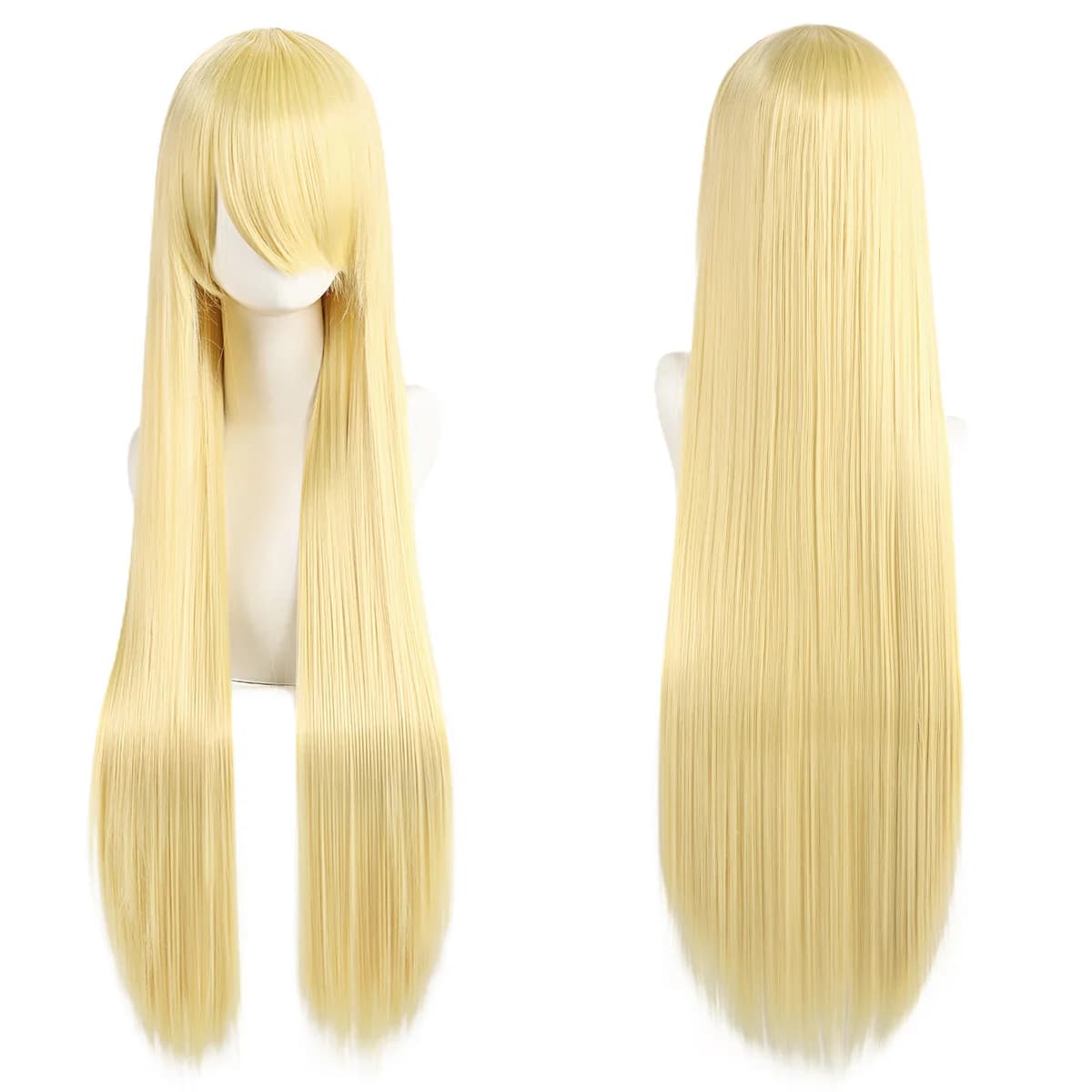 Perruques de Cosplay synthétiques blanches violettes de 80cm de Long, cheveux verts lisses argentés,
