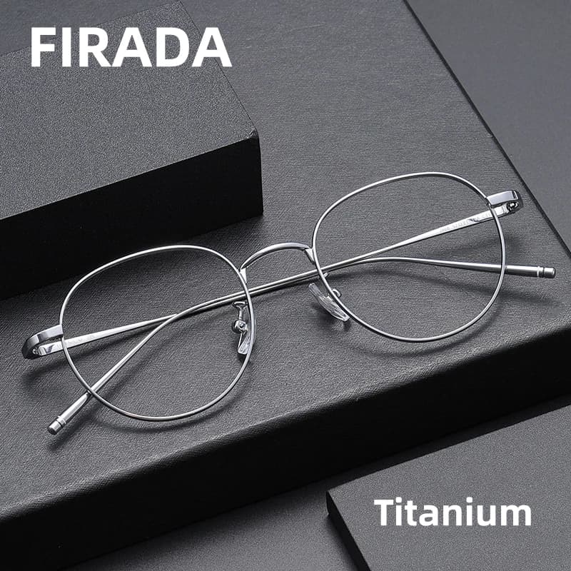 FIRADA mode confort lunettes de luxe rétro rond titane lunettes optique Prescription lunettes cadre 