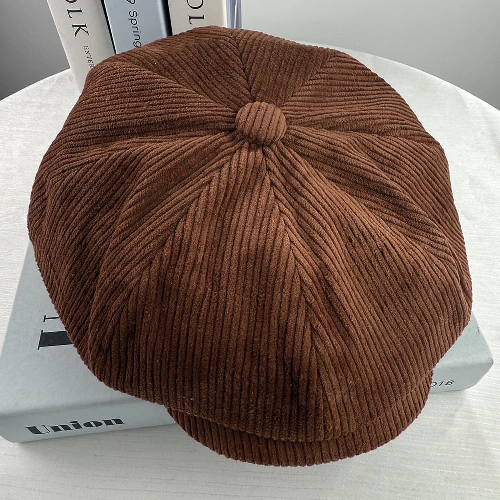 Casquettes d'hiver rétro pour hommes, chapeau de journal en velours côtelé, casquette plate pour hom