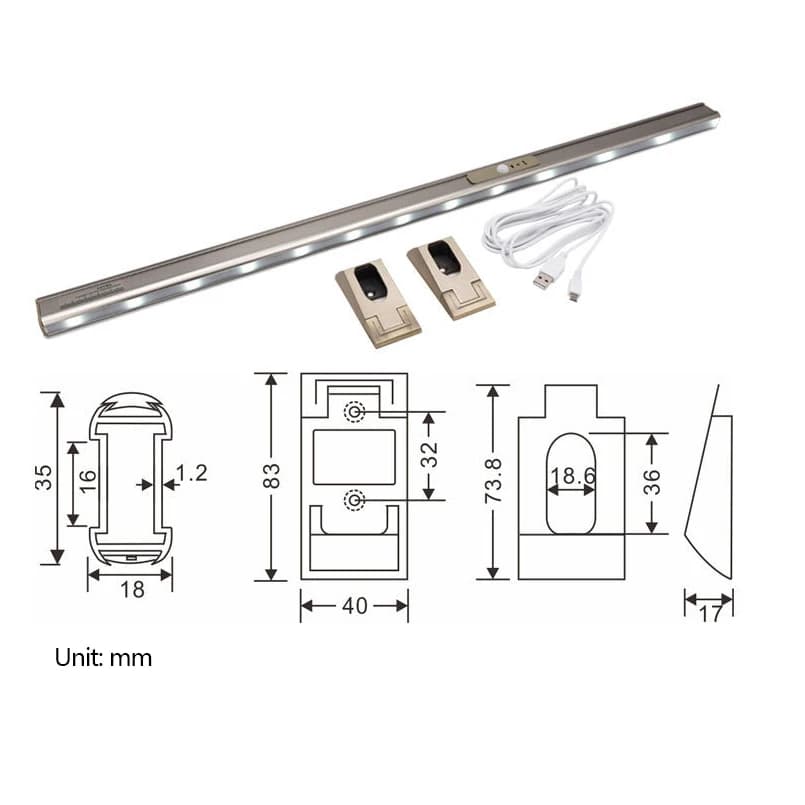 Aqumotic-Lampe à induction humaine à LED, cintre d'armoire, poteau de gril, accessoires de charge po