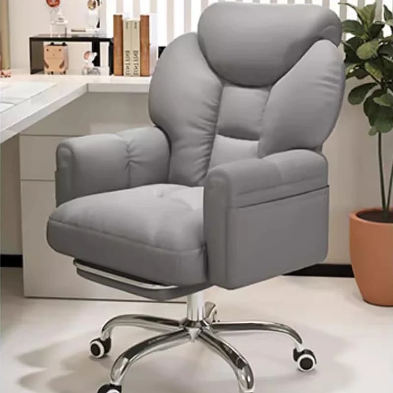 Chaise de Bureau Moderne Blanche avec Repose-Pieds Mobile, Fauteuil de Jeu Doux et Confortable, Mobi
