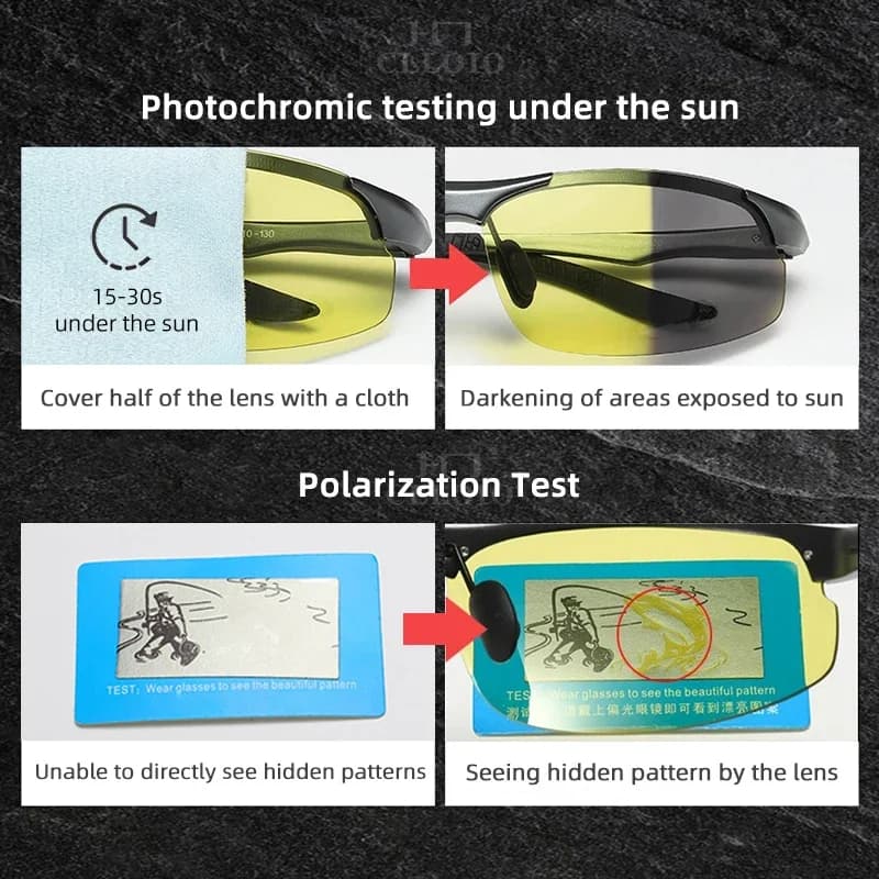 CLLOIO aluminium sans monture photochromique jour nuit Vision Anti-éblouissement lunettes hommes pol