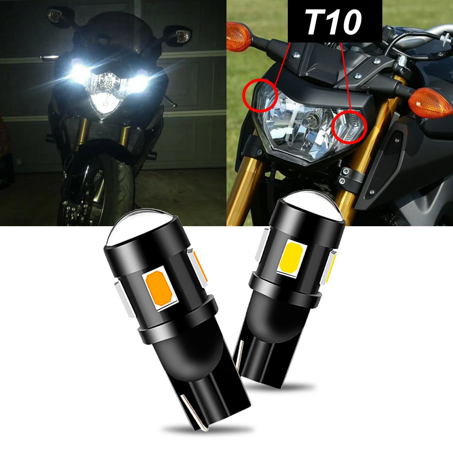 2 pièces W5W CANbus blanc LED moto Position feu de stationnement pour Kawasaki Z250 Z400 Z650 Z900 R