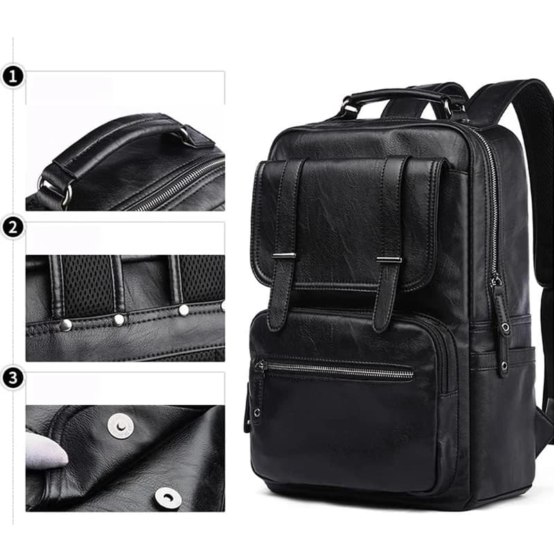 MOYYI-Sac à dos en cuir pour ordinateur portable pour homme, sac à dos de voyage étanche, sac d'affa