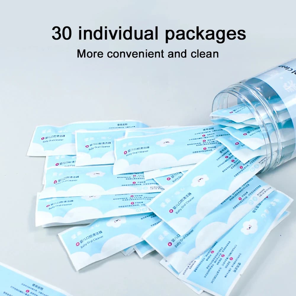 30 pièces bâton de nettoyage de bouche de bébé détergent jetable voile de dent de lait brosse à dent
