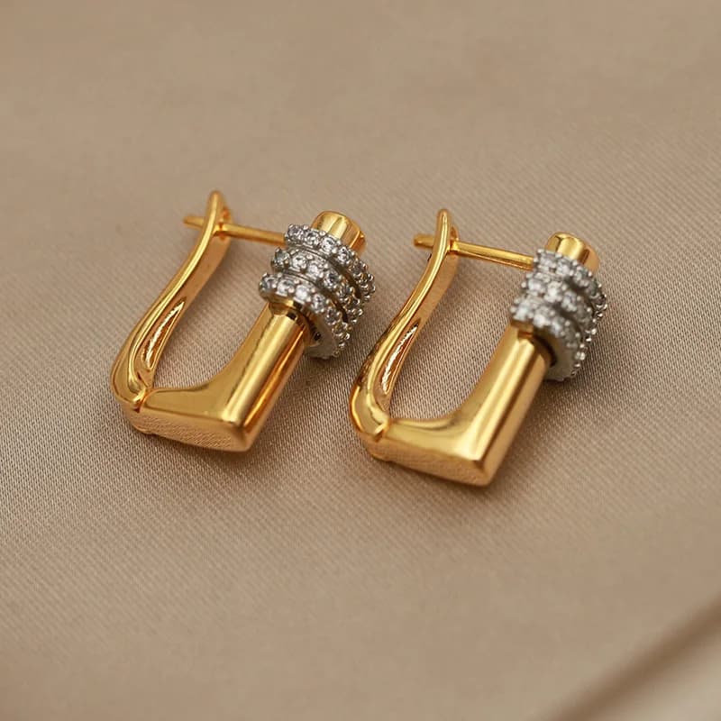 Boucles d'oreilles géométriques en cristal pour femmes, nouveau Design de vue, marque de mode, bijou