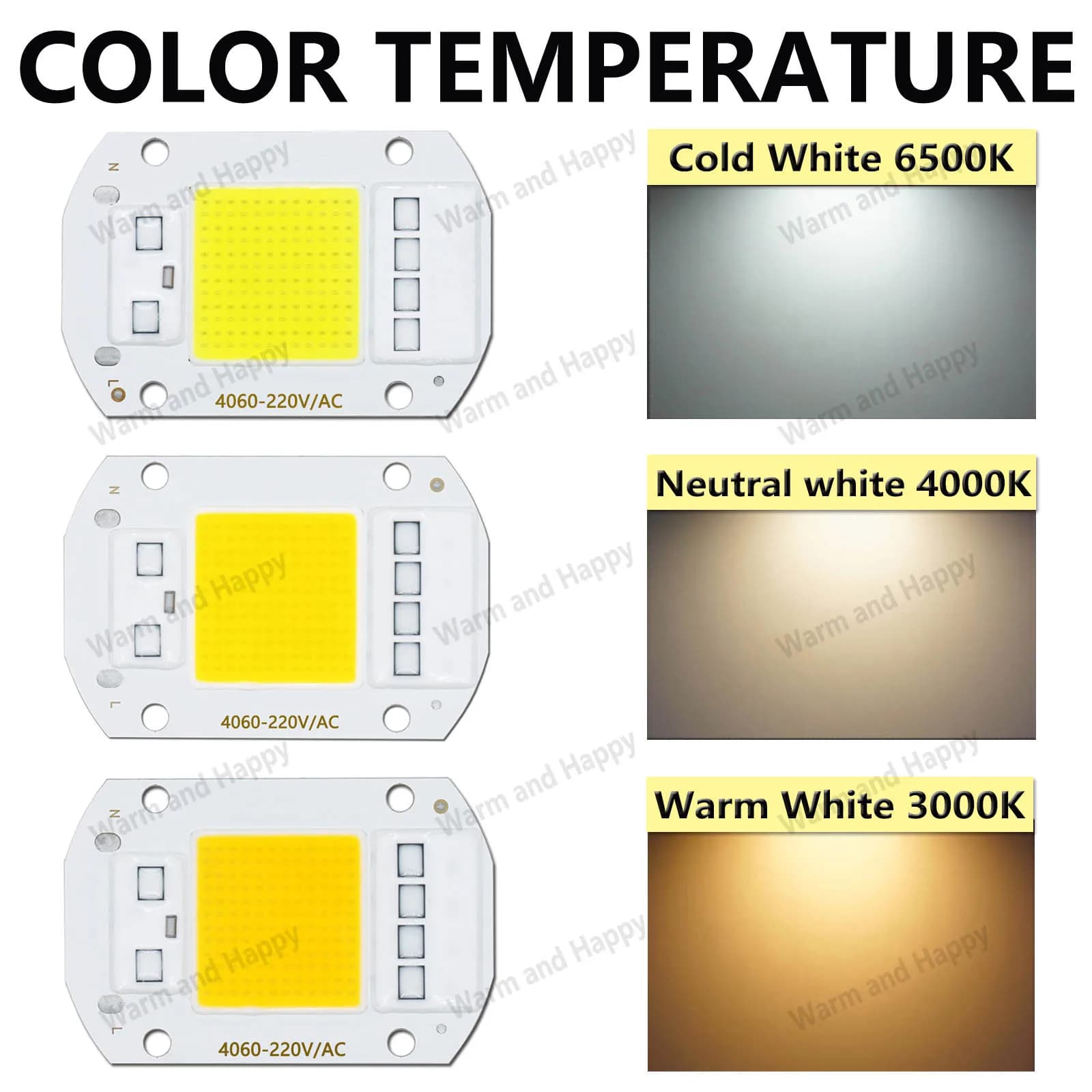 Puces IC intelligentes pour budgétaire LED, 10 pièces, 50W, AC 220V, pas besoin de pilote, COB, perl