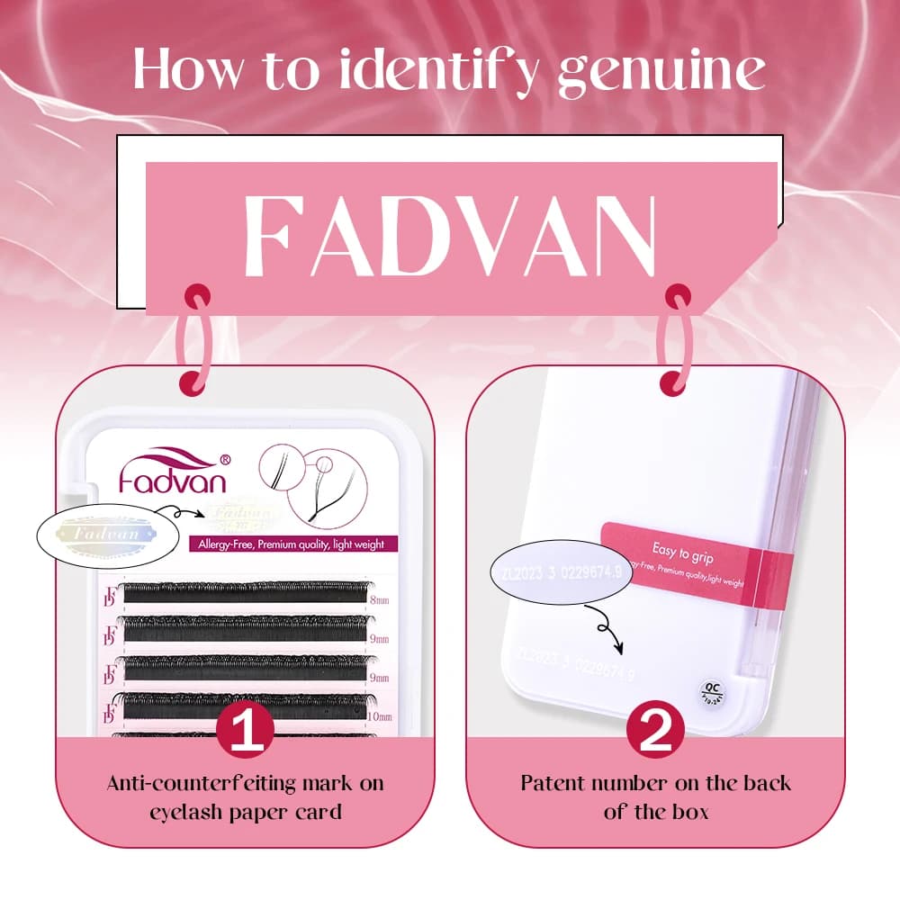 FADVAN 3D/4D/5D/6D/7D/8D Extension de cils en forme de W C D Curl cils de vison naturel préfabriqués