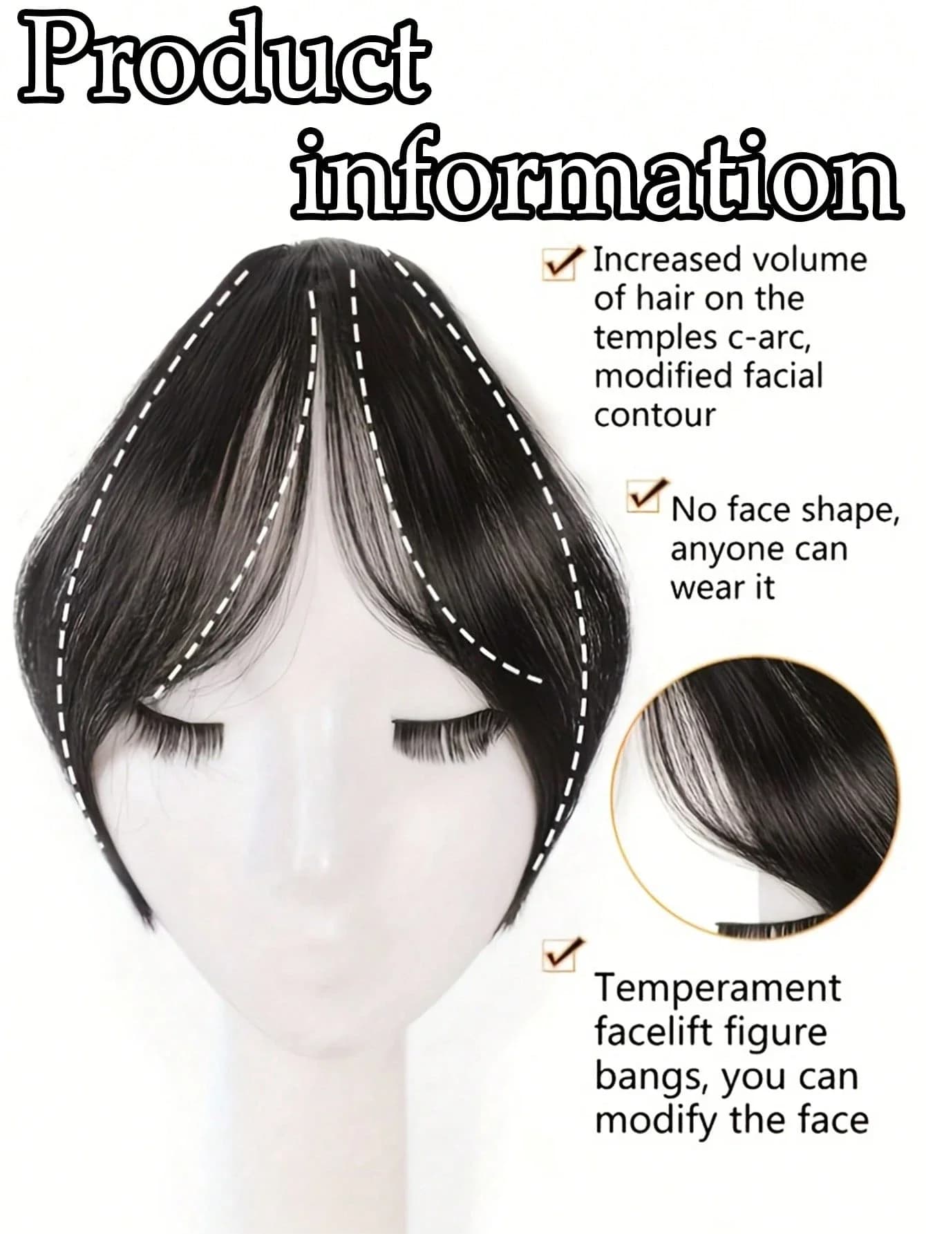 Synthèse perruque partie centrale frange Extensions de cheveux pince devant naturel sans couture fra