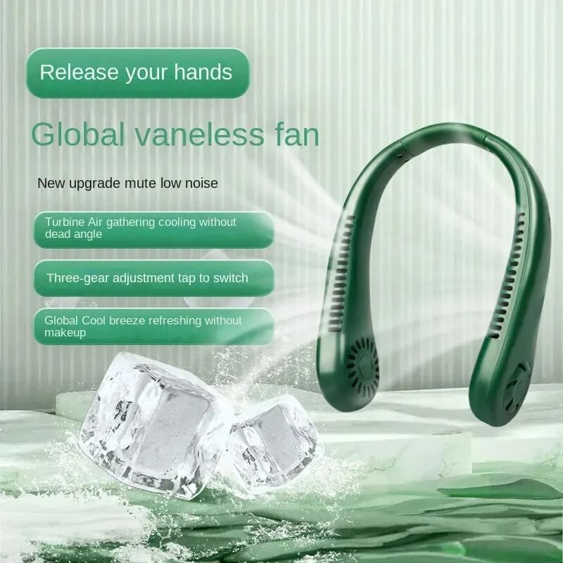 Ventilateur de cou portable sans lame, refroidisseur d'air aste, 3 vitesses, mini ventilateur de spo
