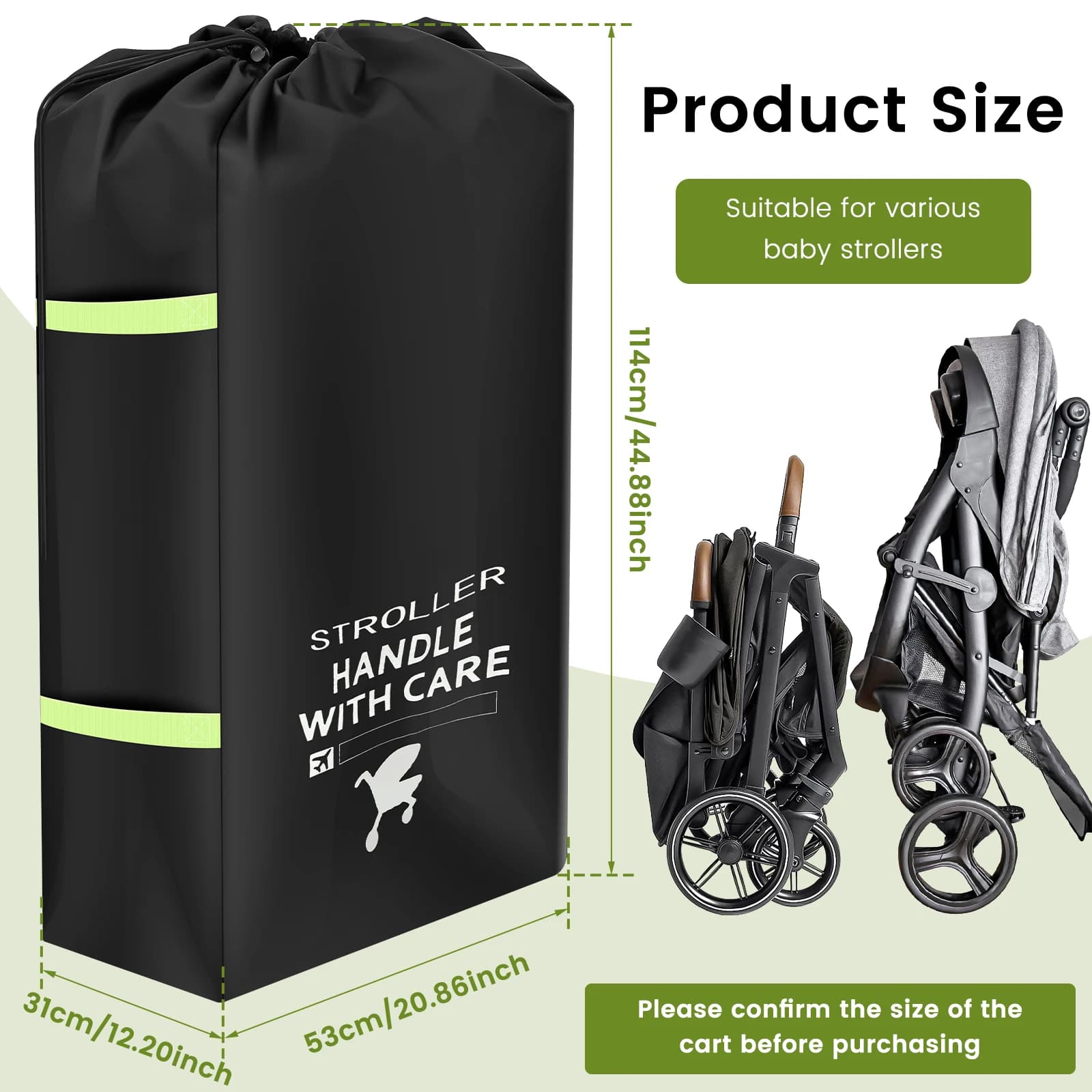 Sac de rangement pour poussette, pour bébé, avion, voyages sur route, housse de poussette, sac anti-