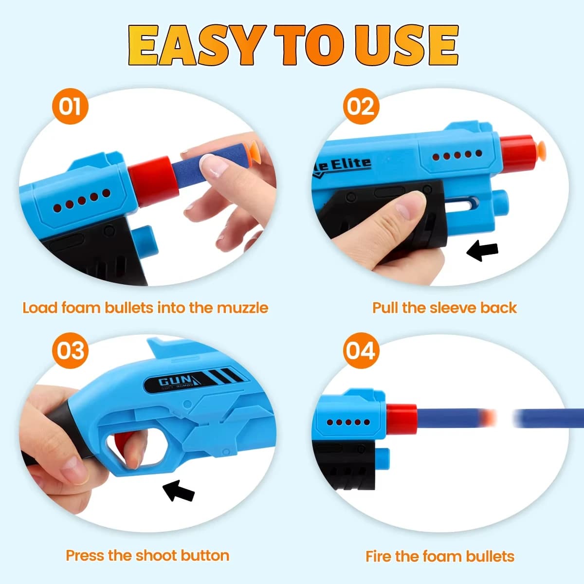 Jouet de combat manuel de lanceur de fléchettes de mousse de Blaster de balle molle durable extérieu