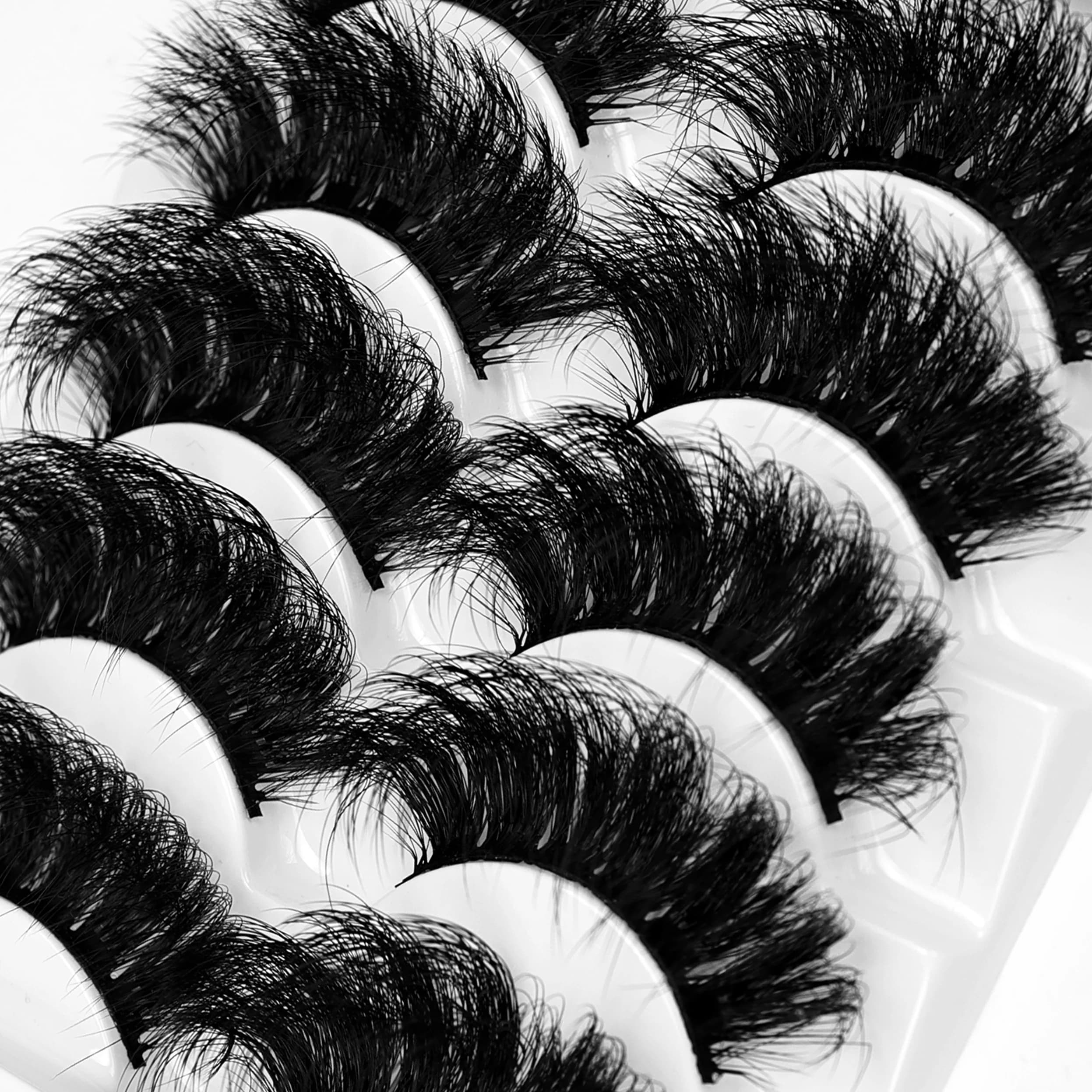 5 paires de cils Faux cils de vison longue durée cils de vison moelleux Volume dramatique Extension 