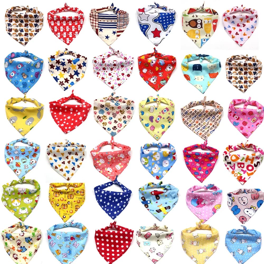 10/40/80 pièces 4 Types de tailles Bandana pour chien 100% coton respirant moyen grand accessoires p