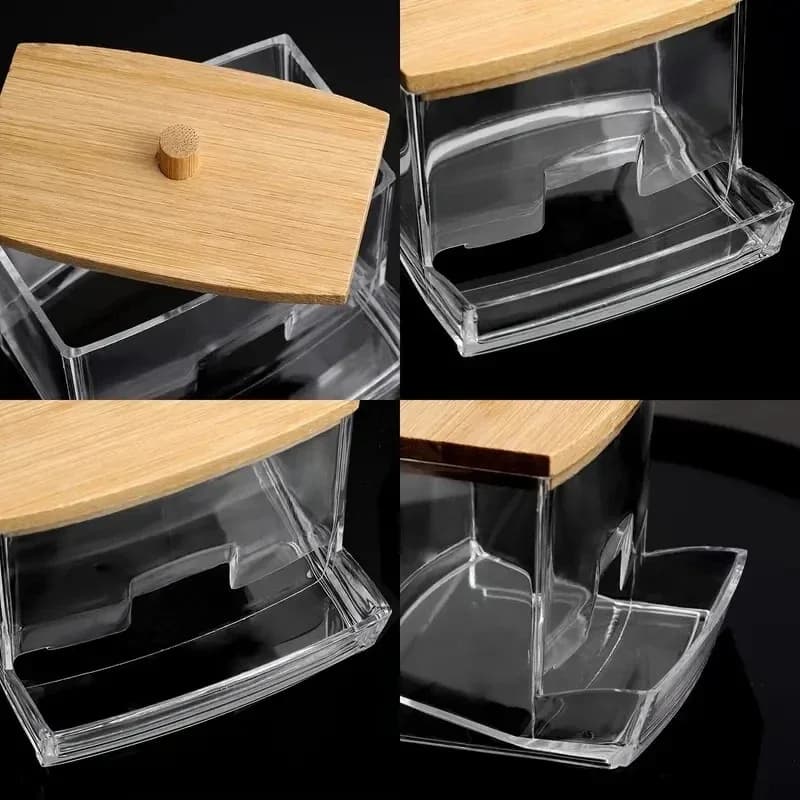 Boîte de rangement pour coton-tige, conteneur pour coton-tige à Double tête, couvercle carré Transpa
