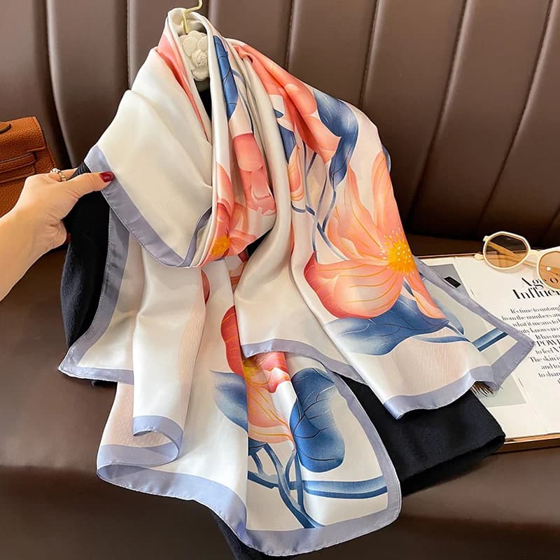 Femmes 180*90 cm mode belles foulards en soie douce femme dame châle Hijab Wrap Foulard Bandanna sil