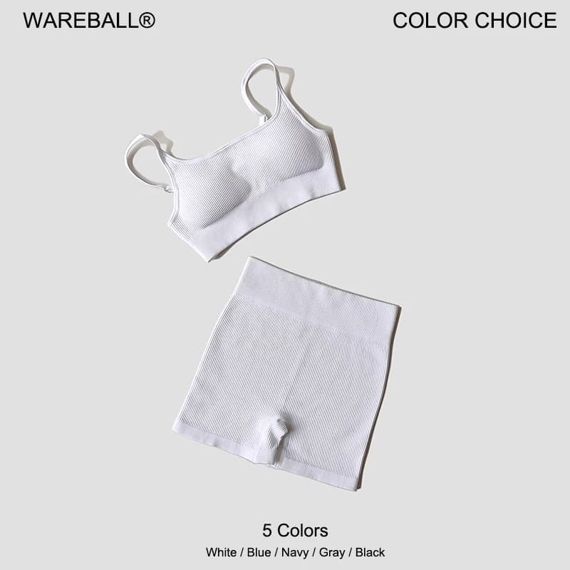 WAREBALL ensemble de Yoga sans couture femme haut court soutien-gorge Leggings 2 pièces tenue femme 