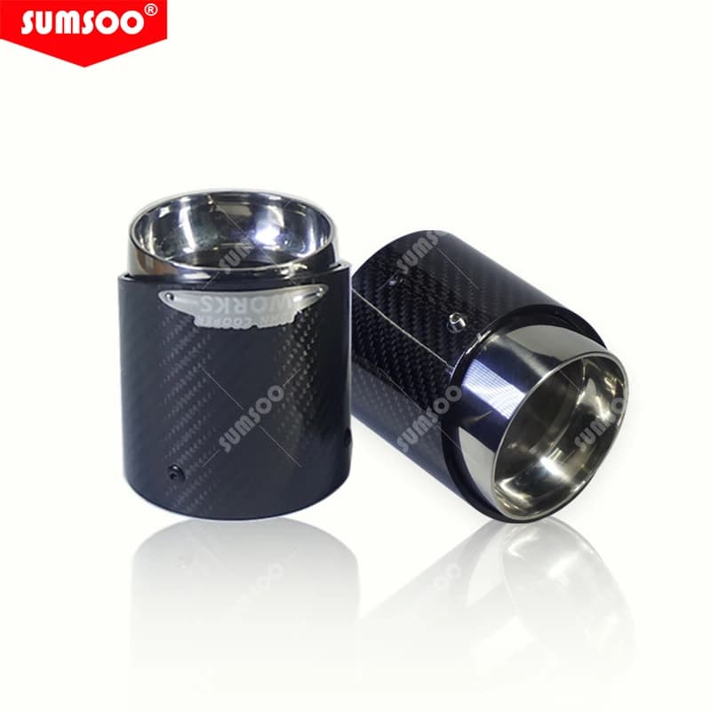 Véritable SUMSOO 1 pièces noir Chrome et fibre de carbone embout de silencieux adapté pour Mini Coop