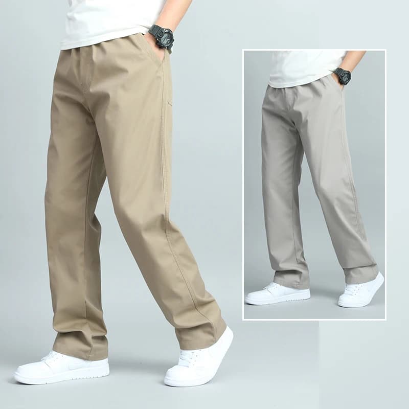 Grande taille hommes décontracté coton pantalon coupe ample pantalon droit Multi poche grand homme p