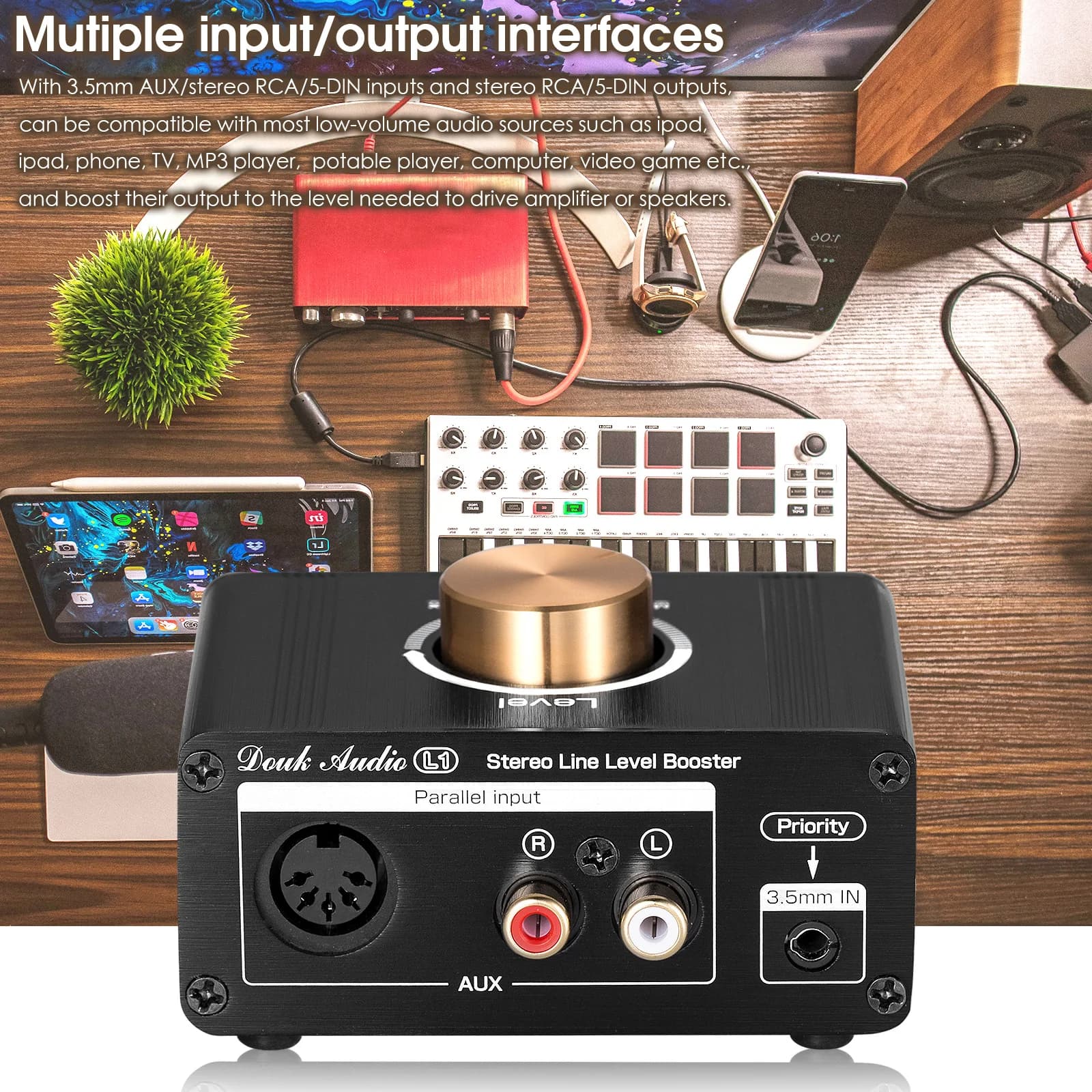 Nobsound-Préamplificateur de niveau de ligne stéréo HiFi, mini amplificateur de signal audio, 20dB, 