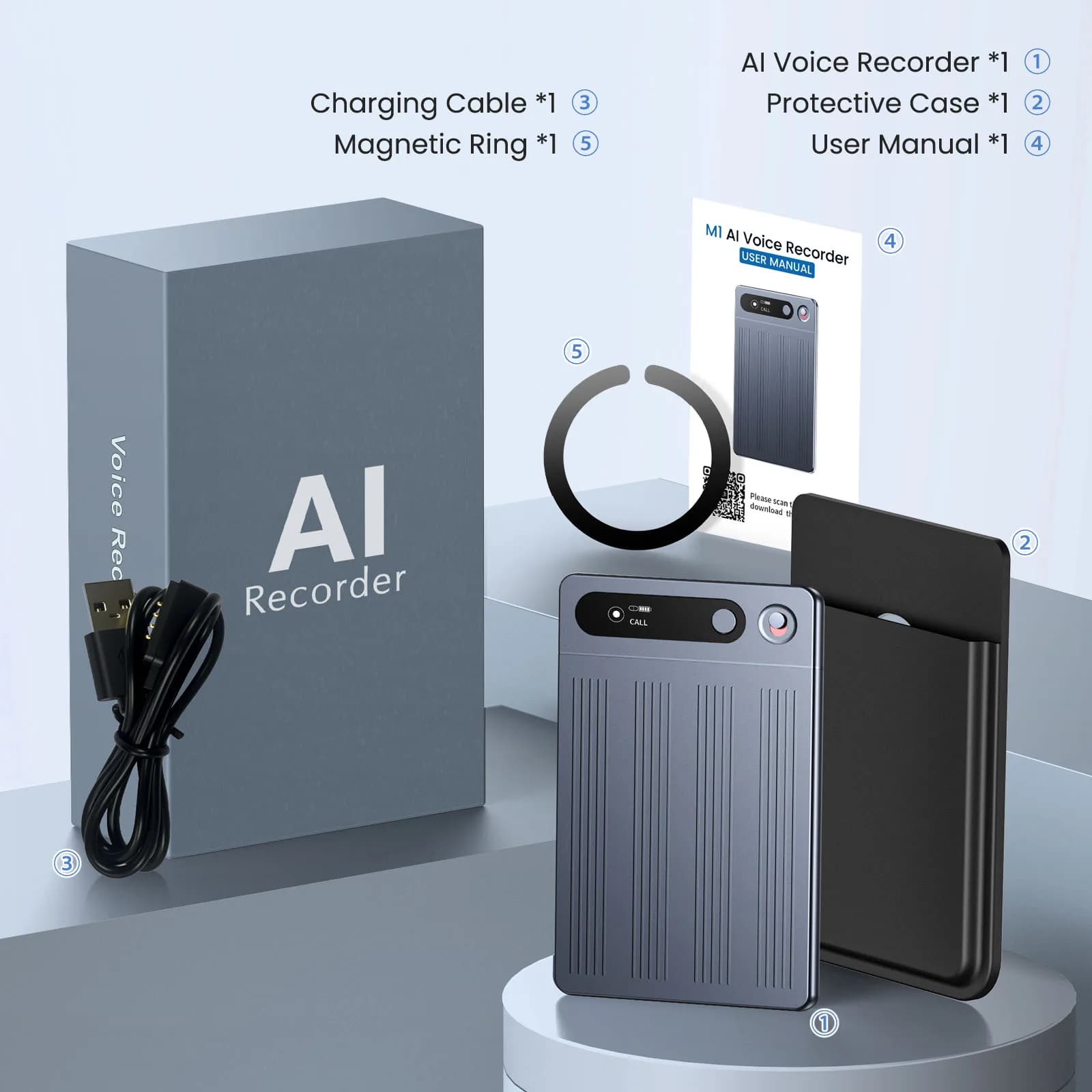 Enregistreur vocal AI avec contrôle par application utilisant un appareil d'enregistrement audio por