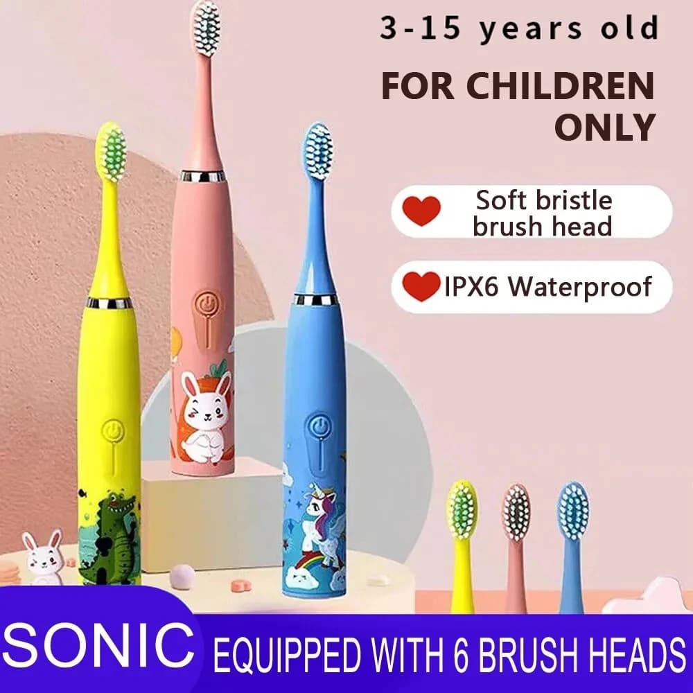 Brosse à dents électrique pour enfants avec têtes de brosse de remplacement brosse à dents de dessin
