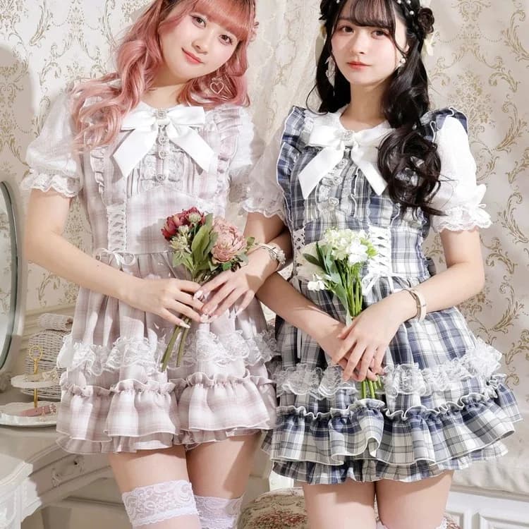 Japon Mine robe douce ensemble été 2025 filles femme mignon nœud dentelle champignon bord haut à car