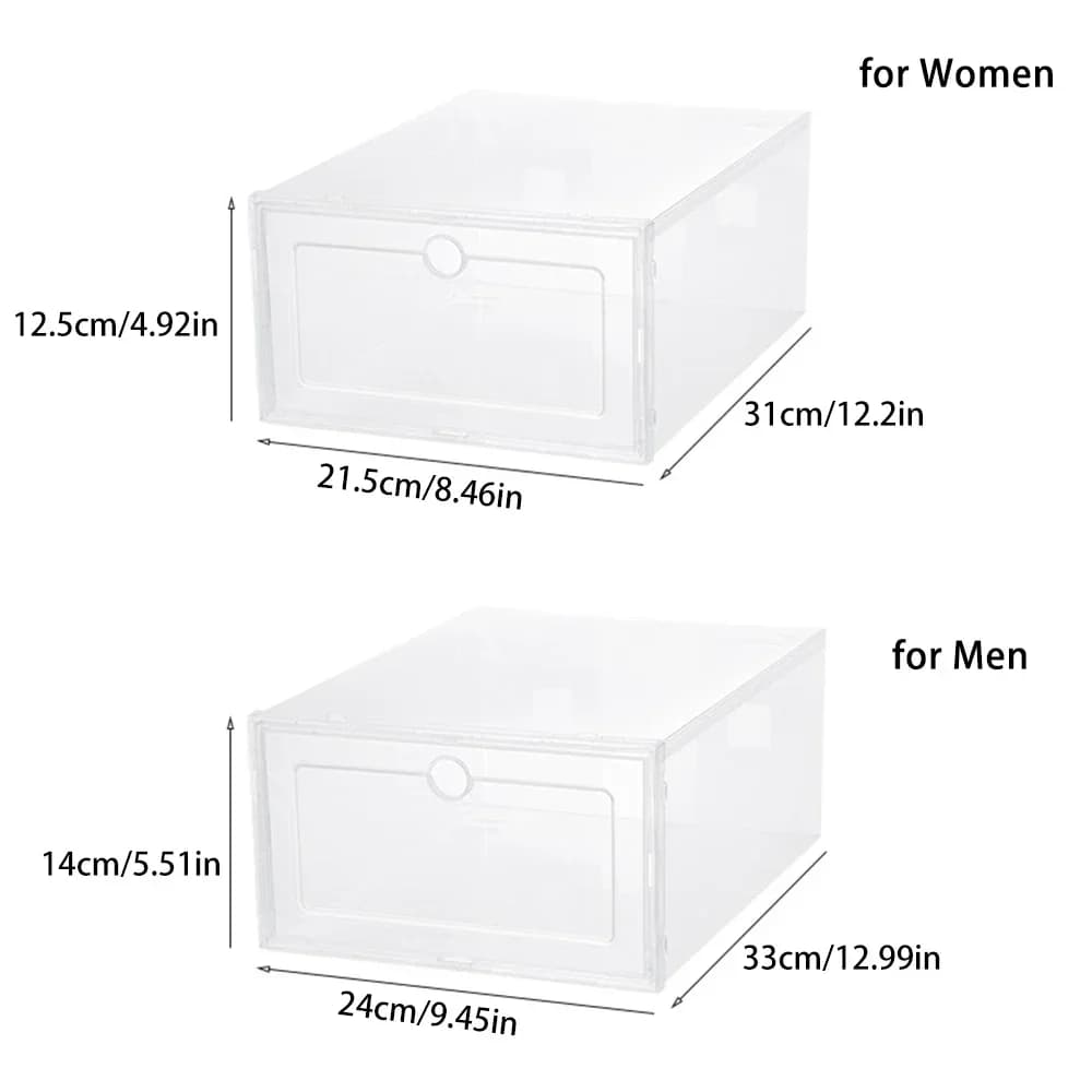 Boîte à chaussures épaisse transparente, 6 pièces, anti-poussière, étanche à l'humidité, mallette de